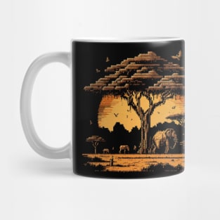 Serengeti National Park Pixel Art Mug